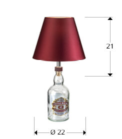 Kit lámpara de mesa para botella pantalla granate - medidas