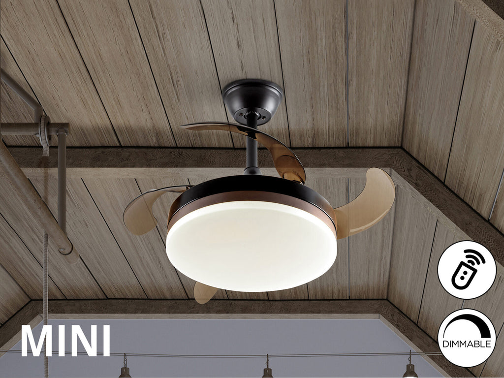 Ventilador de techo Vento Mini negro y bronce Ø41 LED CCT dimable