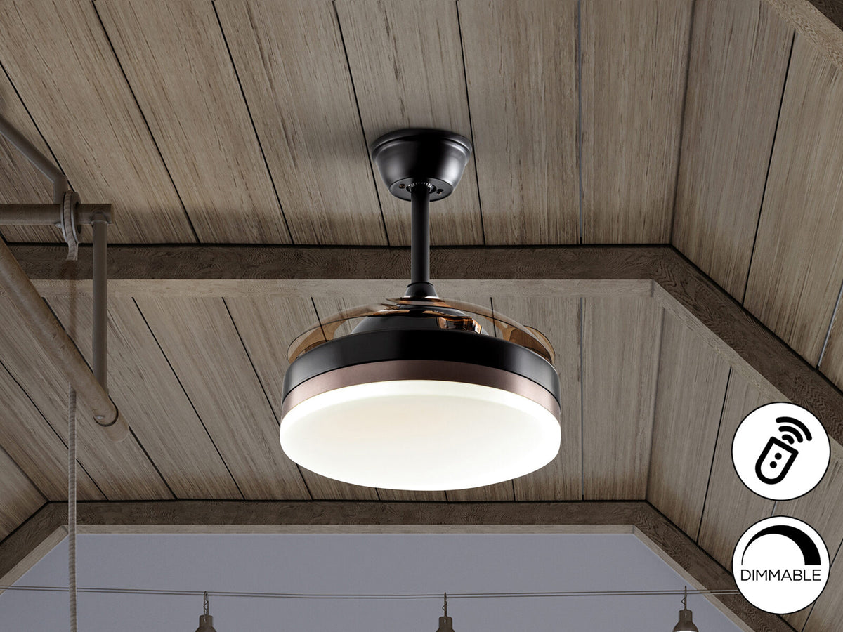 Ventilador de techo Vento Mini negro y bronce Ø41 LED CCT dimable