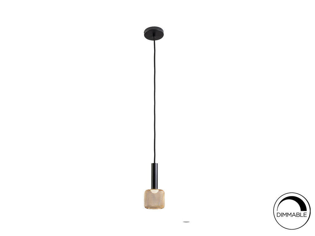 Lámpara colgante Sincro malla negro y oro