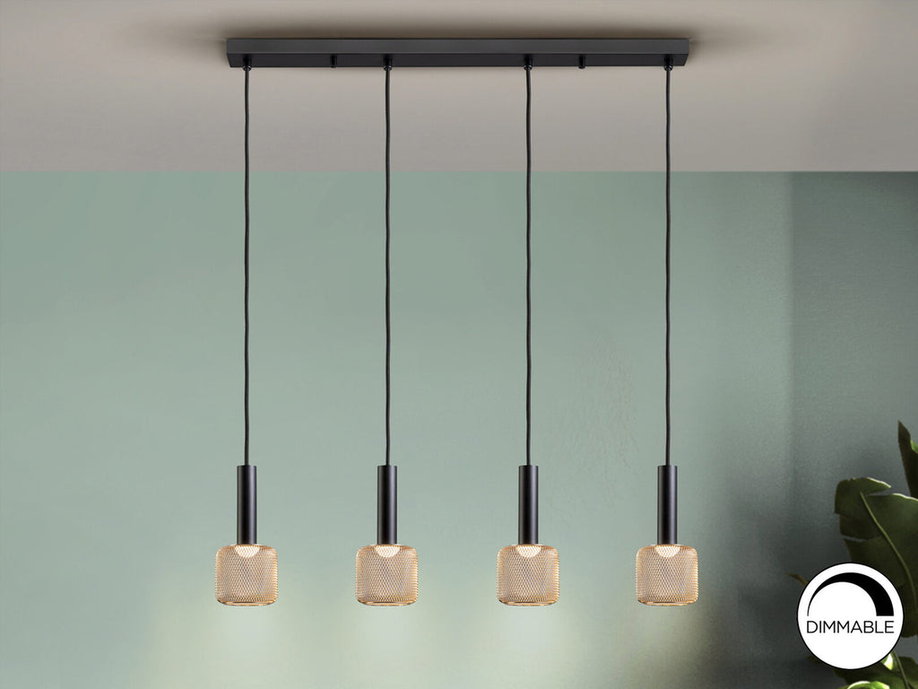 Lámpara de techo Sincro 4 luces negro y oro