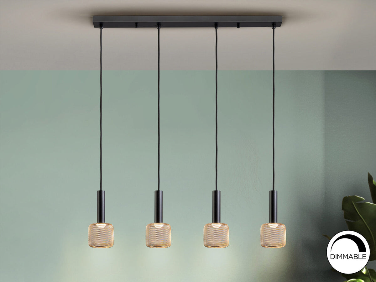 Lámpara de techo Sincro 4 luces negro y oro