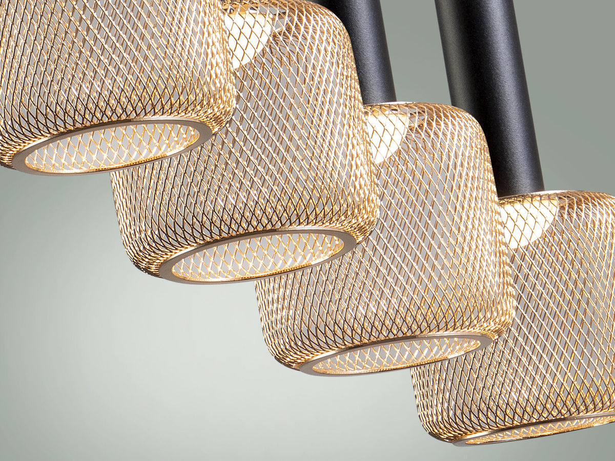 Lámpara de techo Sincro 4 luces negro y oro