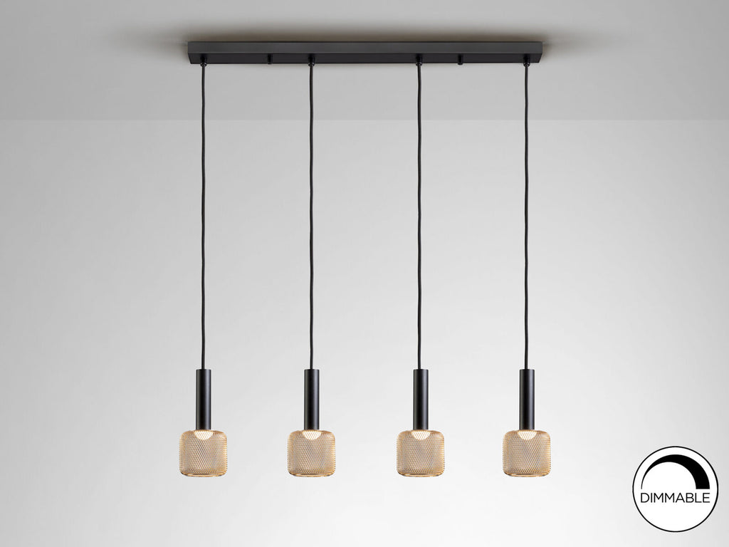 Lámpara de techo Sincro 4 luces negro y oro