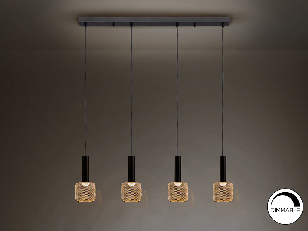 Lámpara de techo Sincro 4 luces negro y oro