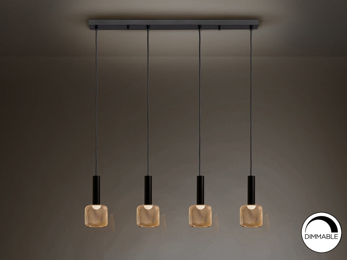 Lámpara de techo Sincro 4 luces negro y oro
