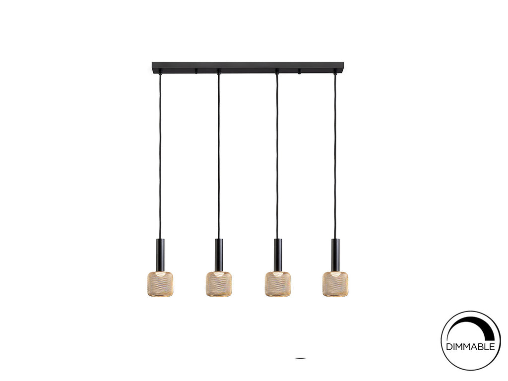 Lámpara de techo Sincro 4 luces negro y oro