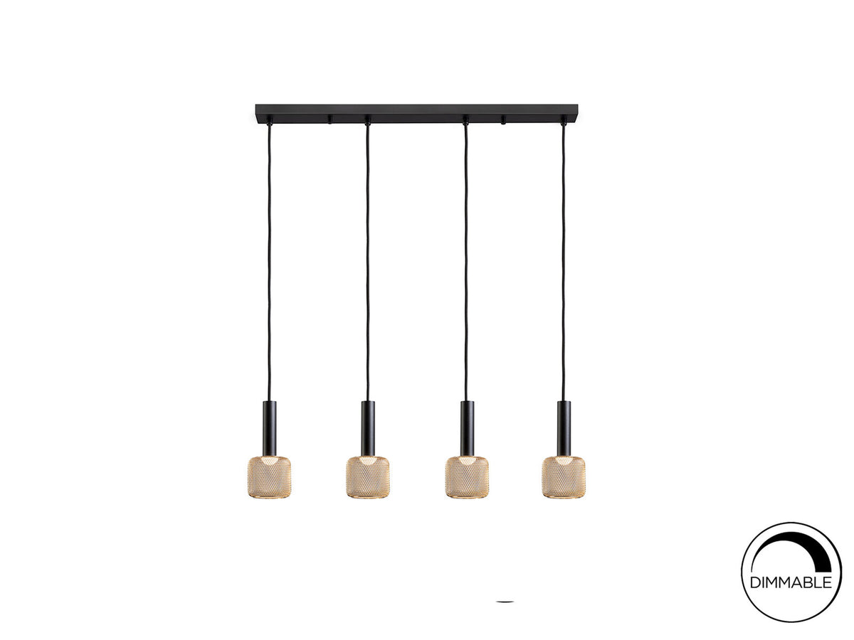 Lámpara de techo Sincro 4 luces negro y oro
