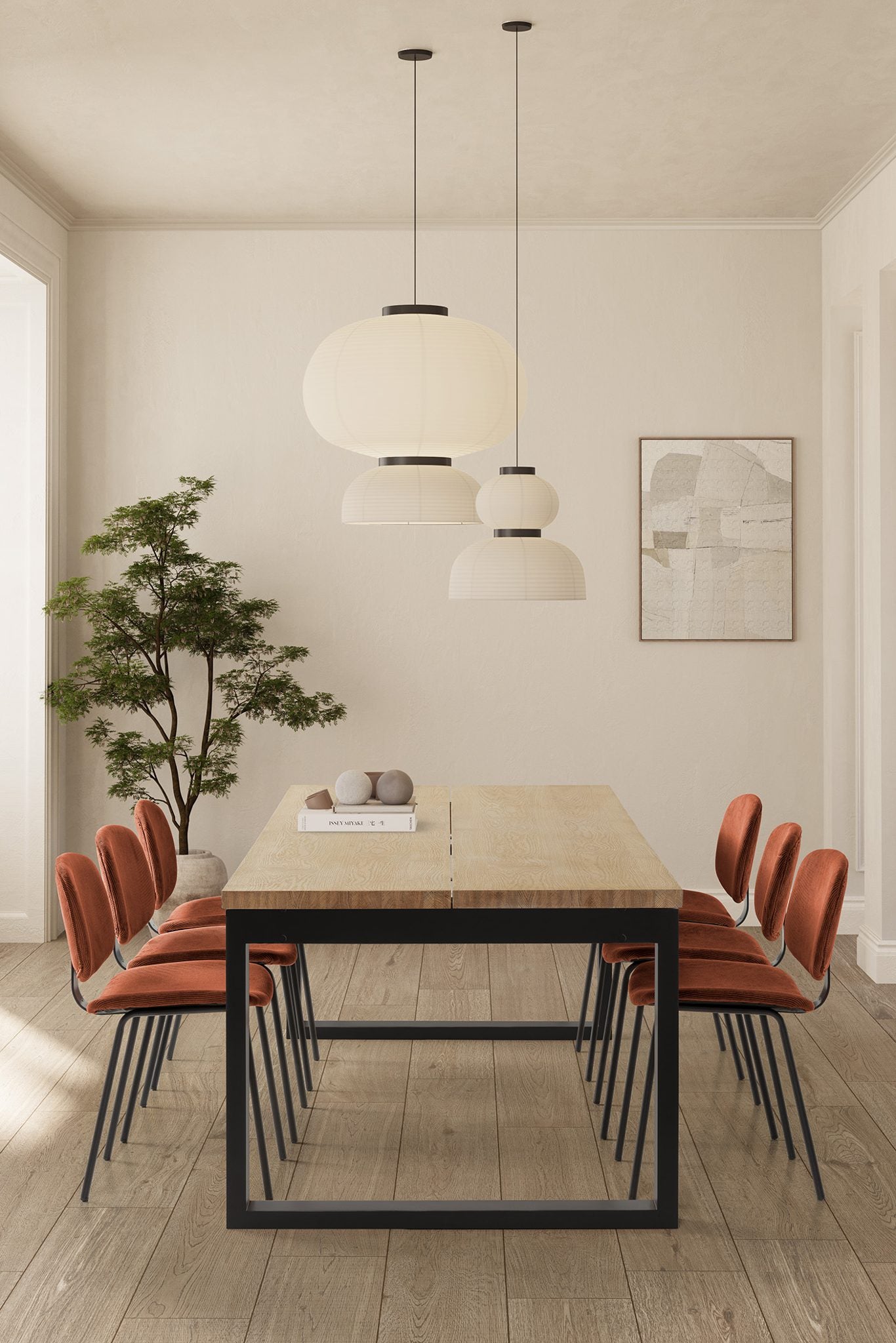 Mesa de comedor Teba 220 cm - Roble / Pie Negro