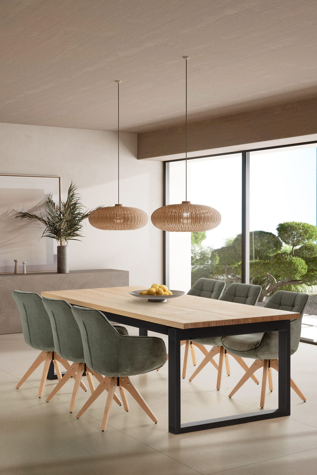 Mesa de comedor Teba 220 cm - Roble / Pie Negro