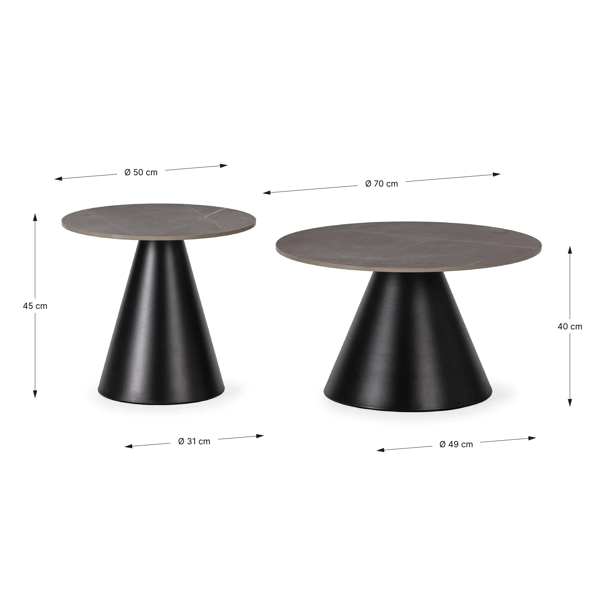 Set 2 Mesas de Centro Louna 70/50 cm