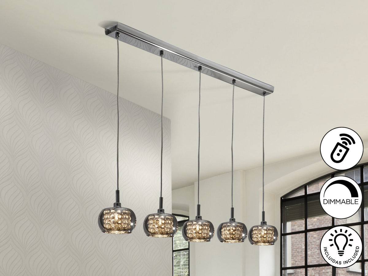 Lámpara de techo Arián 5 luces cromo dimable