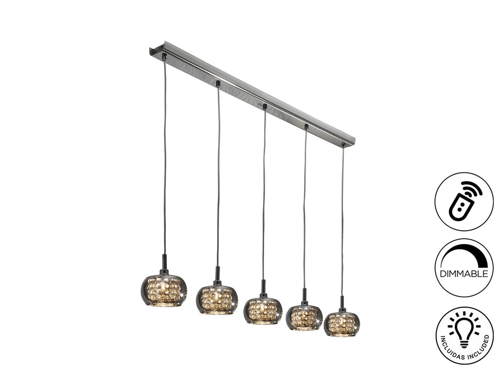 Lámpara de techo Arián 5 luces cromo dimable