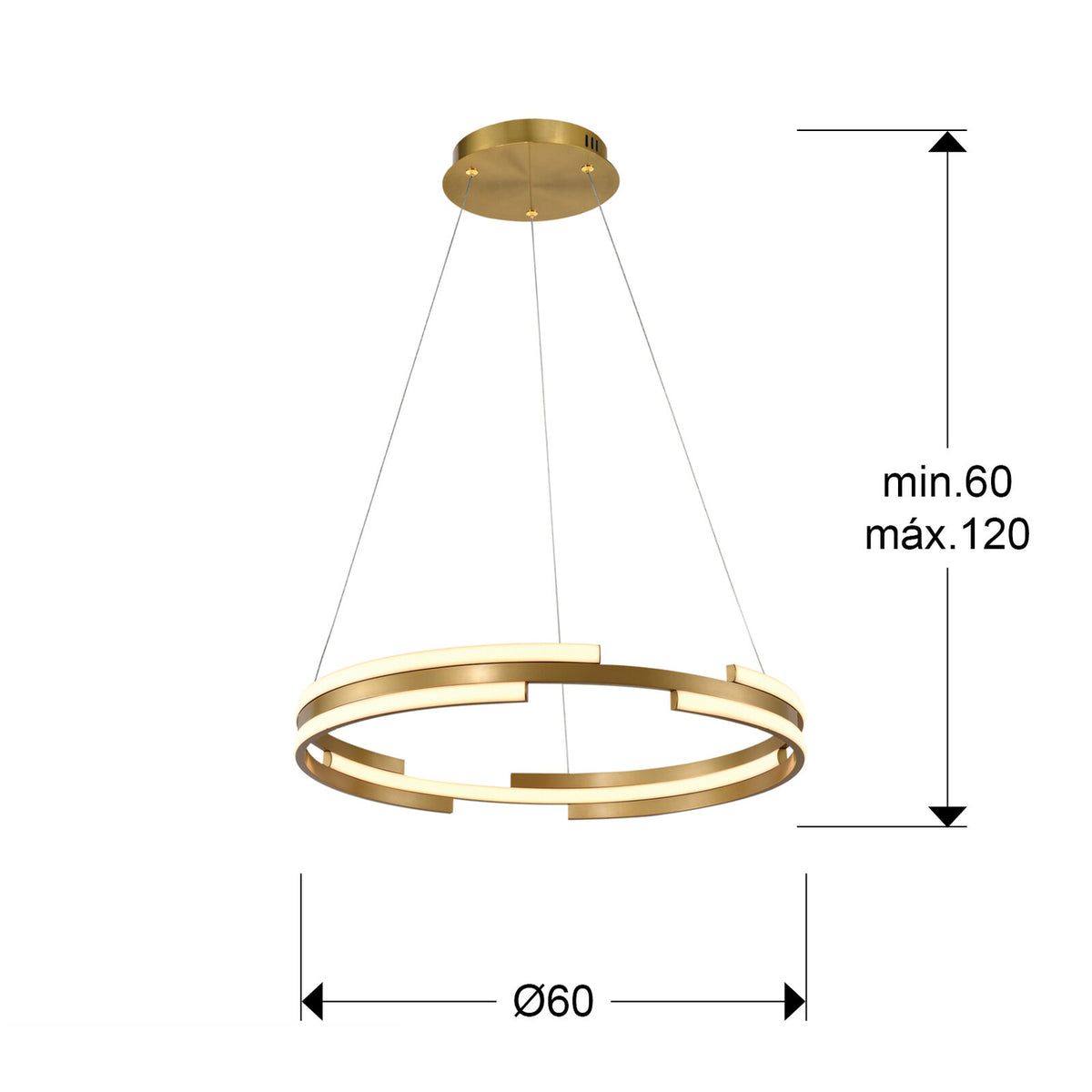 Lámpara de techo Ciclos LED oro Ø60 - medidas