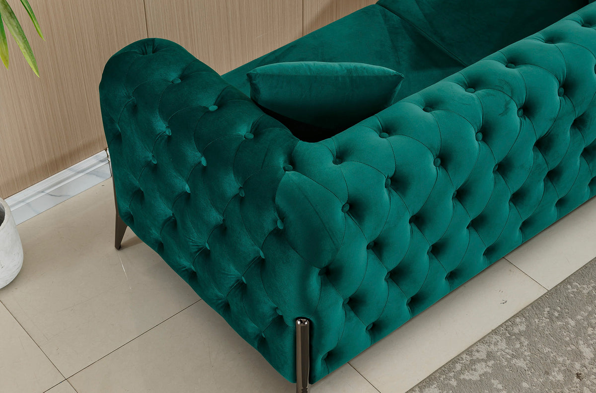 Sofá Chester Cindy 3 Plazas - Velvet Verde