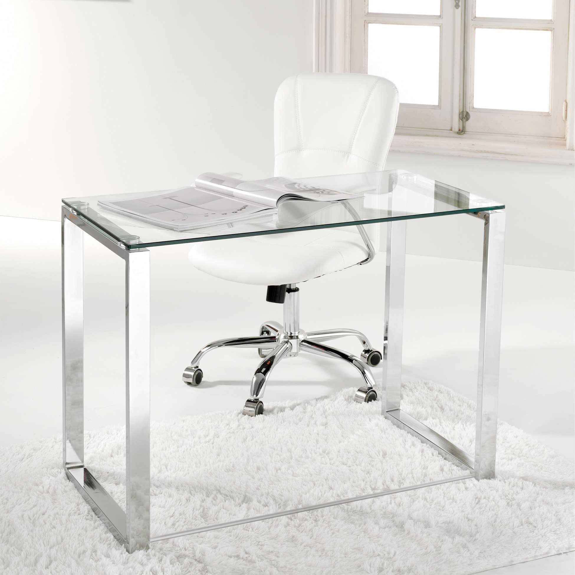 Mesa de Estudio O Despacho Modelo Benetto 100x50 cm Patas Cromadas