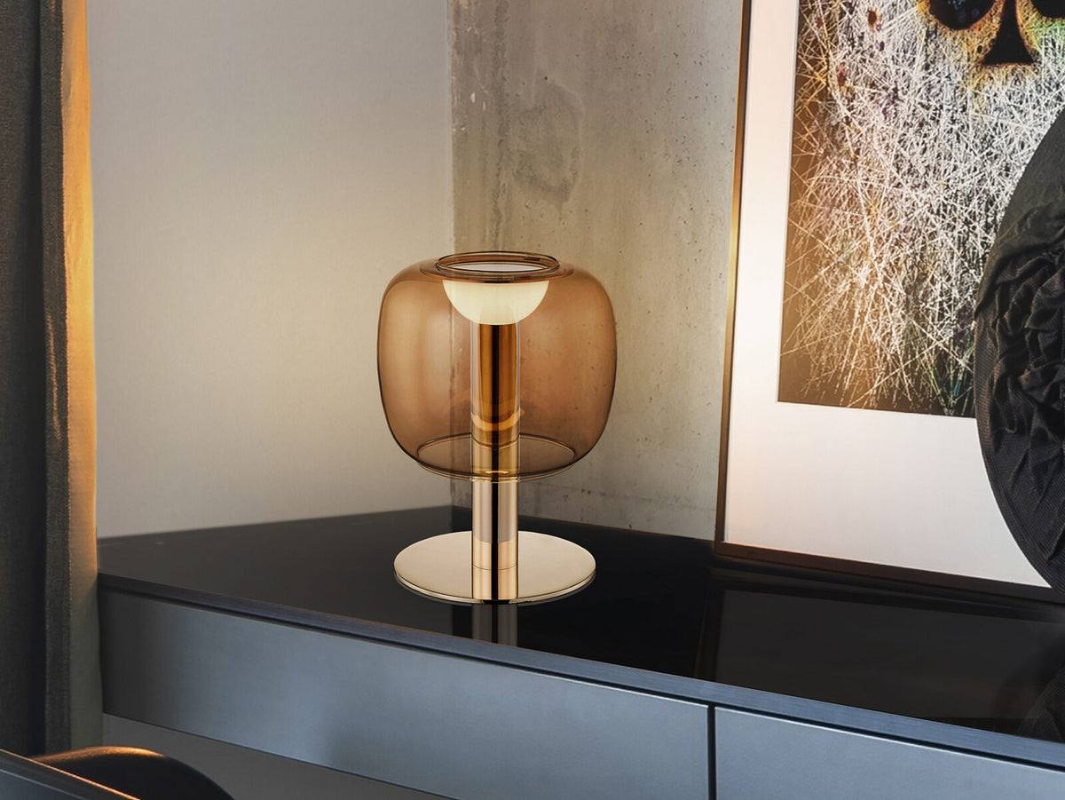 Lámpara de mesa Icon LED oro y ámbar