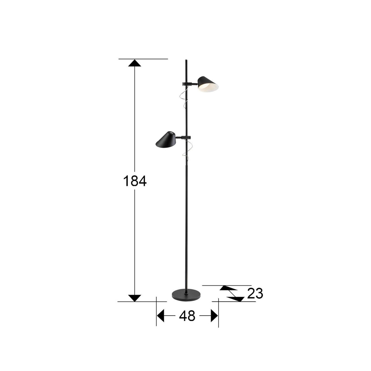 Lámpara de pie Esino 2 luces CCT - medidas