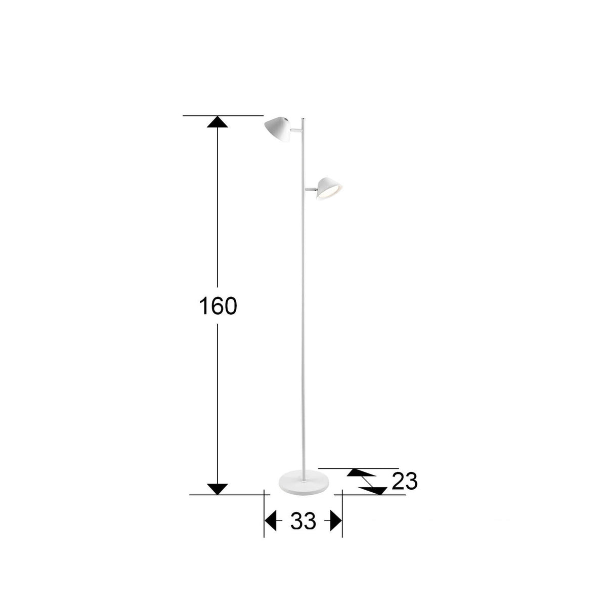 Lámpara de pie Taros 2 luces LED CCT blanco - medidas