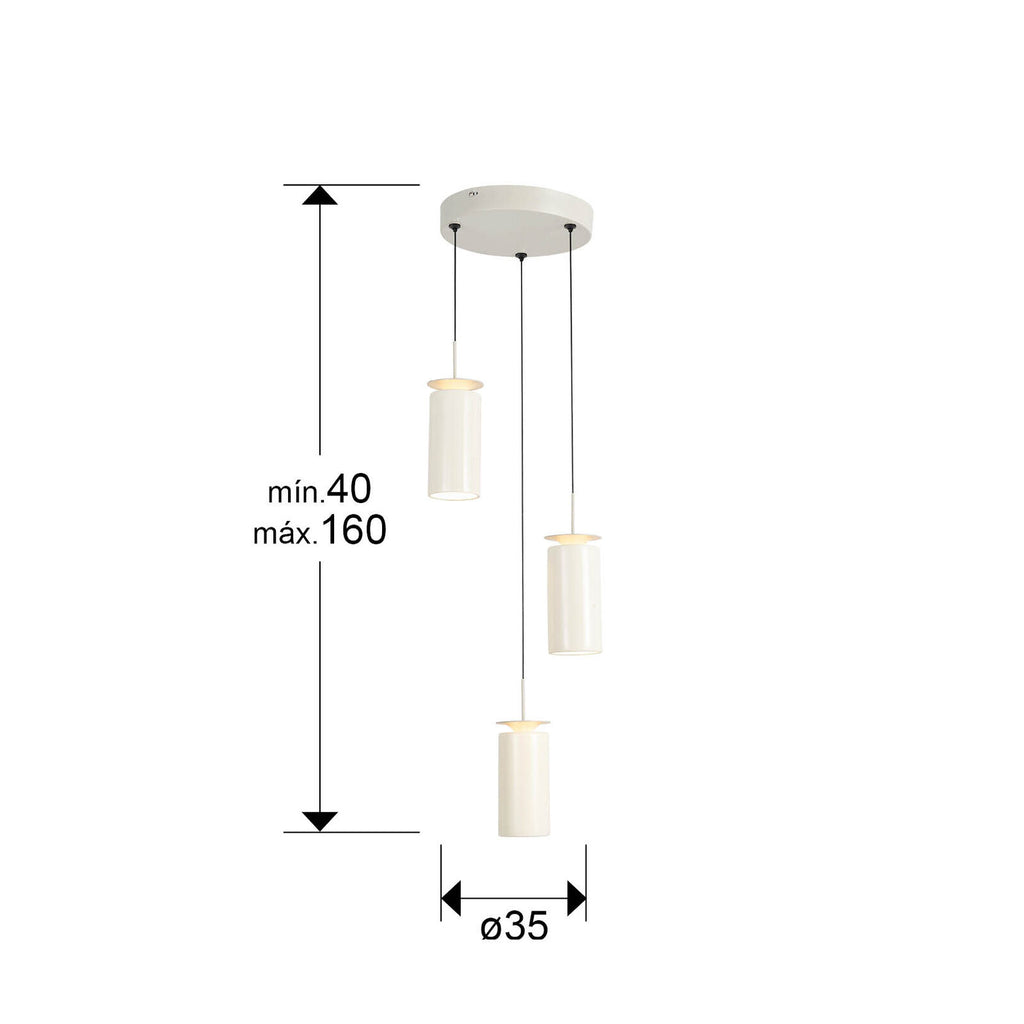 Lámpara de techo Alfara 3 luces crema - medidas