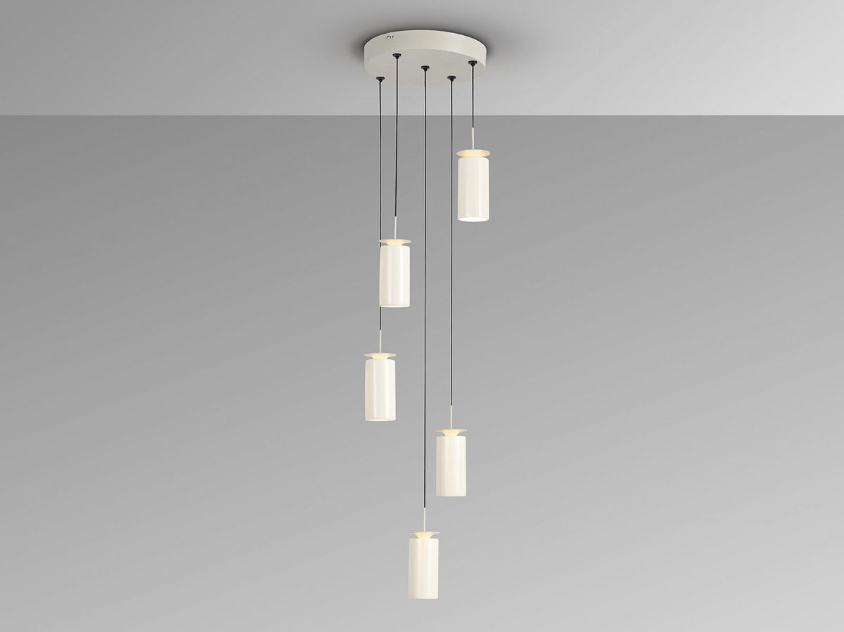 Lámpara de techo Alfara 5 luces redonda crema Ø40