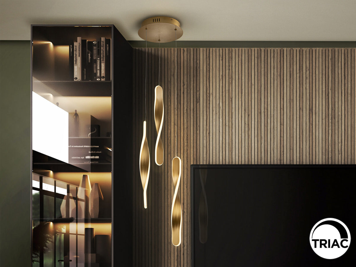 Lámpara de techo Twist 3 luces oro cepillado