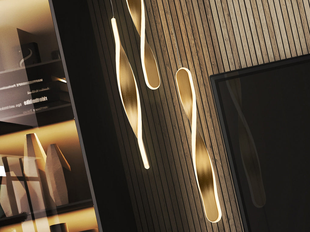 Lámpara de techo Twist 3 luces oro cepillado