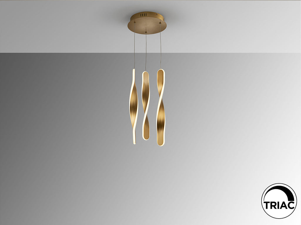 Lámpara de techo Twist 3 luces oro cepillado