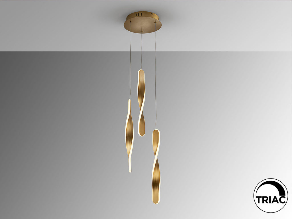 Lámpara de techo Twist 3 luces oro cepillado