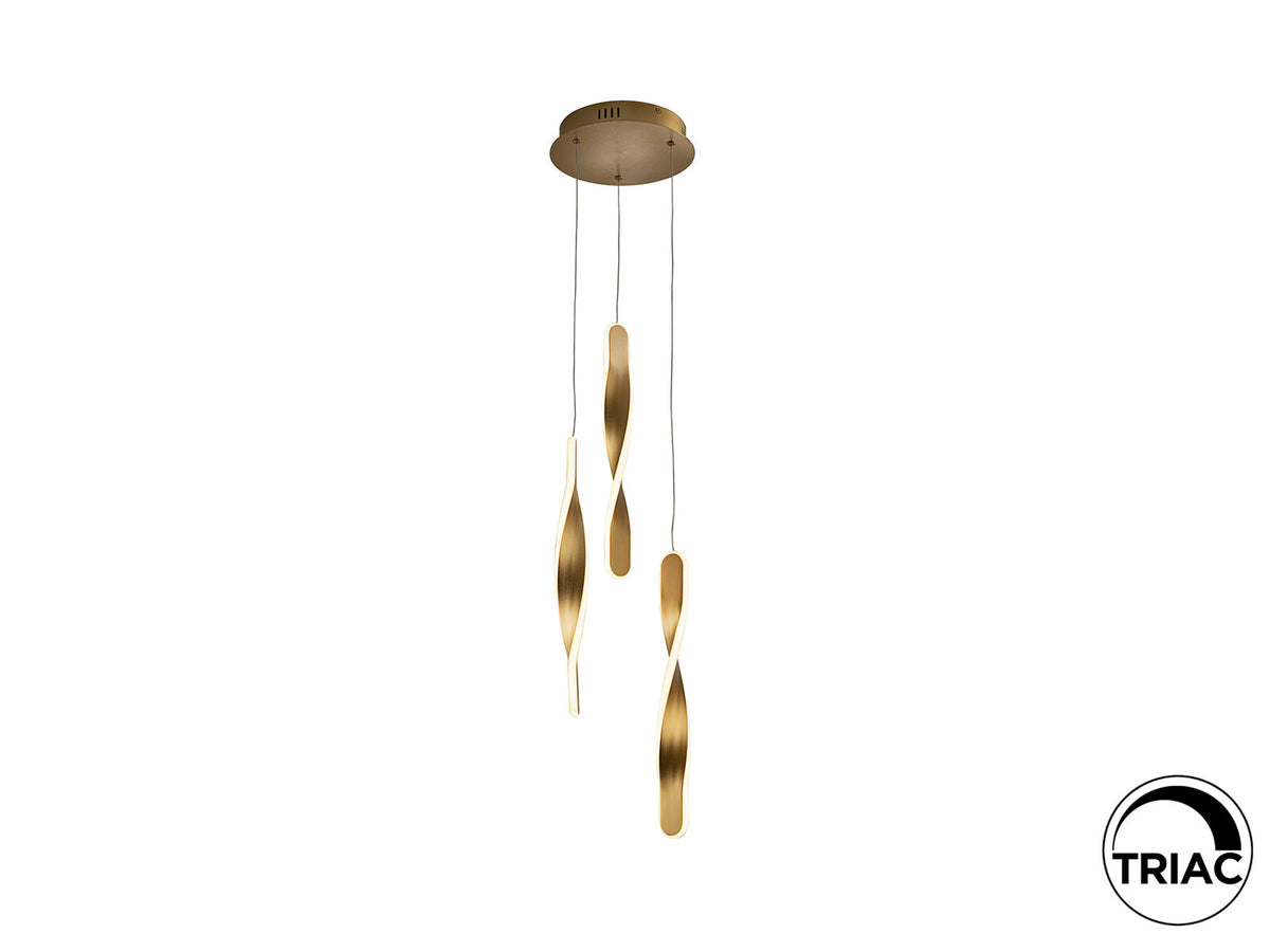 Lámpara de techo Twist 3 luces oro cepillado