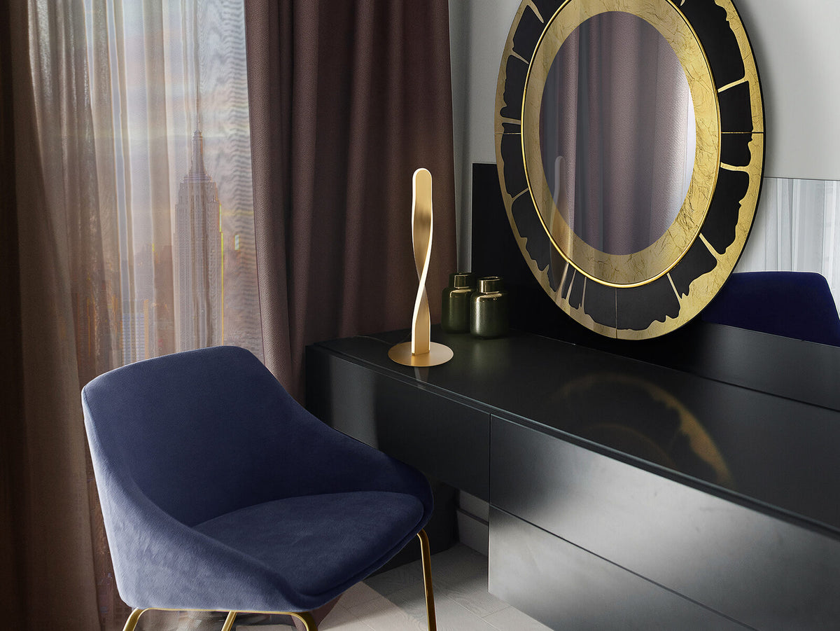 Lámpara de mesa Twist LED oro cepillado