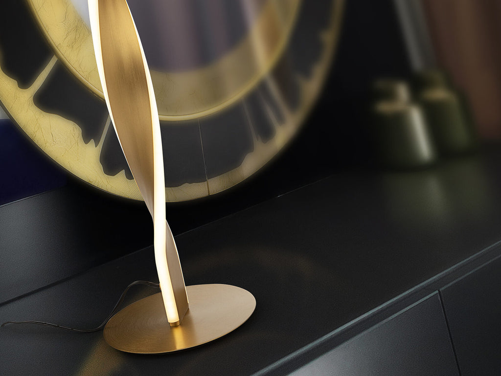 Lámpara de mesa Twist LED oro cepillado