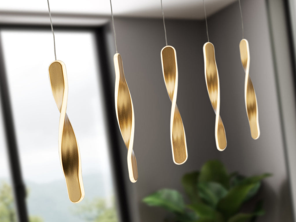 Lámpara de techo Twist 5 luces oro cepillado