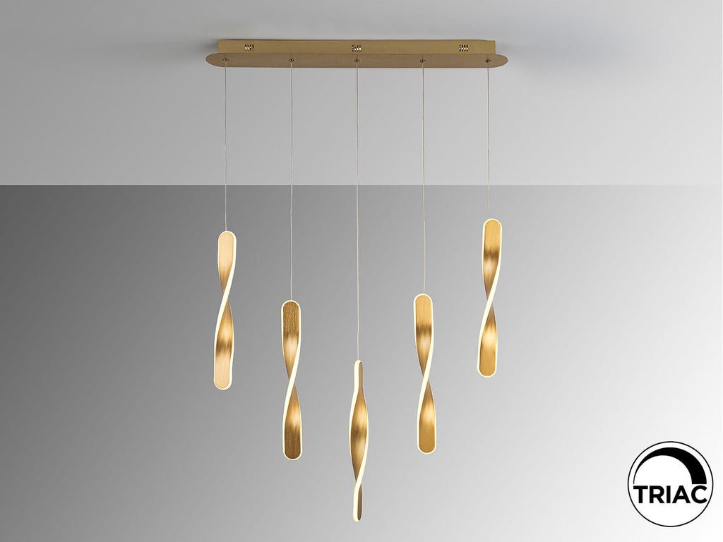 Lámpara de techo Twist 5 luces oro cepillado