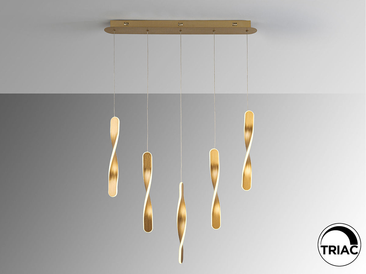 Lámpara de techo Twist 5 luces oro cepillado