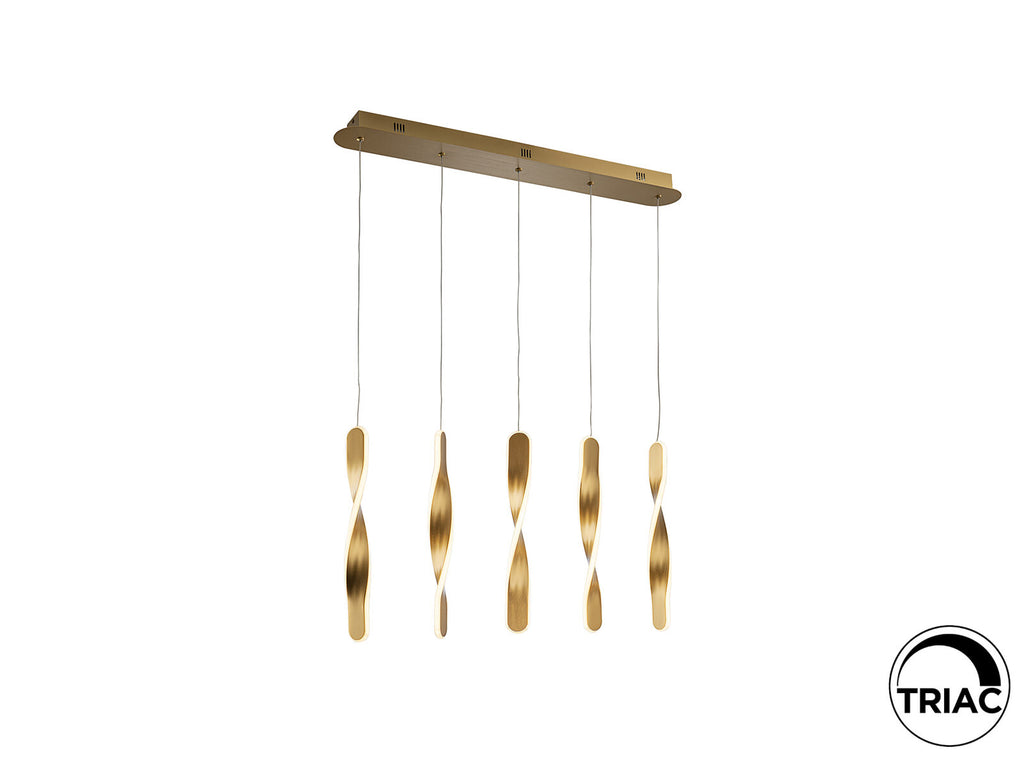Lámpara de techo Twist 5 luces oro cepillado