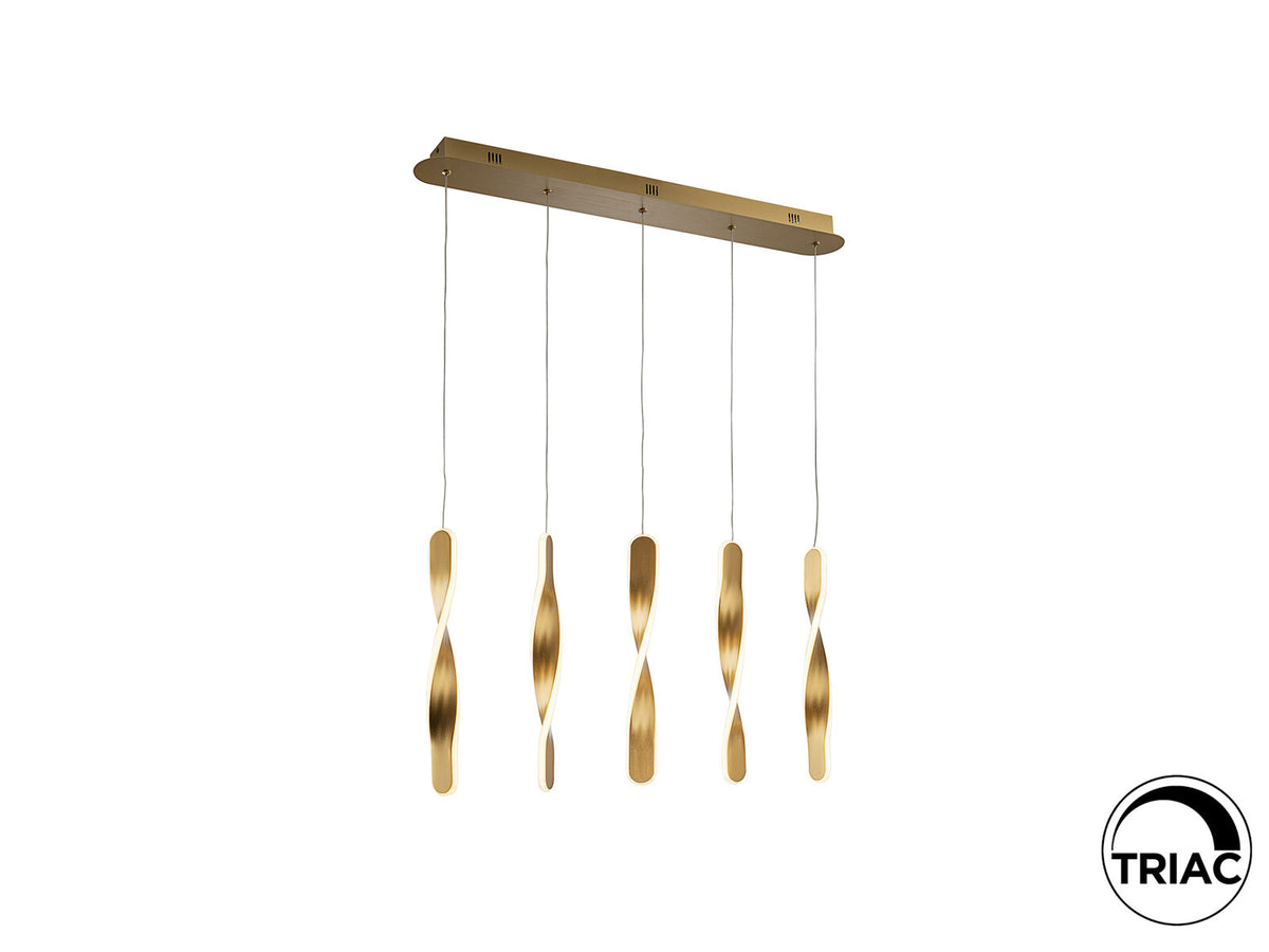 Lámpara de techo Twist 5 luces oro cepillado