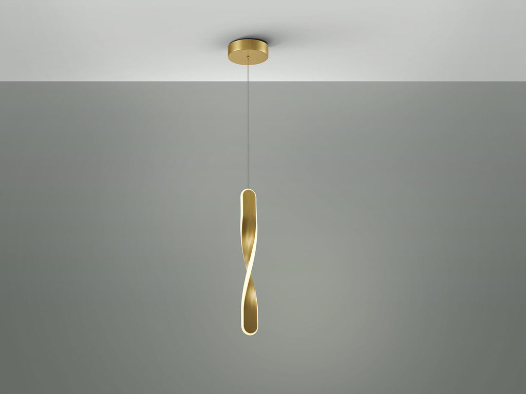 Lámpara colgante Twist oro cepillado