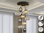 Lámpara de techo Norma 9 luces negro y latón dimable