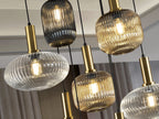 Lámpara de techo Norma 9 luces negro y latón dimable