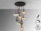 Lámpara de techo Norma 9 luces negro y latón dimable