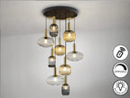 Lámpara de techo Norma 9 luces negro y latón dimable