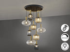 Lámpara de techo Norma 9 luces negro y latón dimable