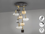 Lámpara de techo Norma 9 luces negro y latón dimable