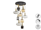 Lámpara de techo Norma 9 luces negro y latón dimable