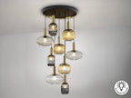 Lámpara de techo Norma 9 luces negro y latón