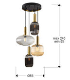 Lámpara de techo Norma 4 luces negro y latón - medidas