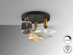 Plafón Norma 3 luces negro y latón