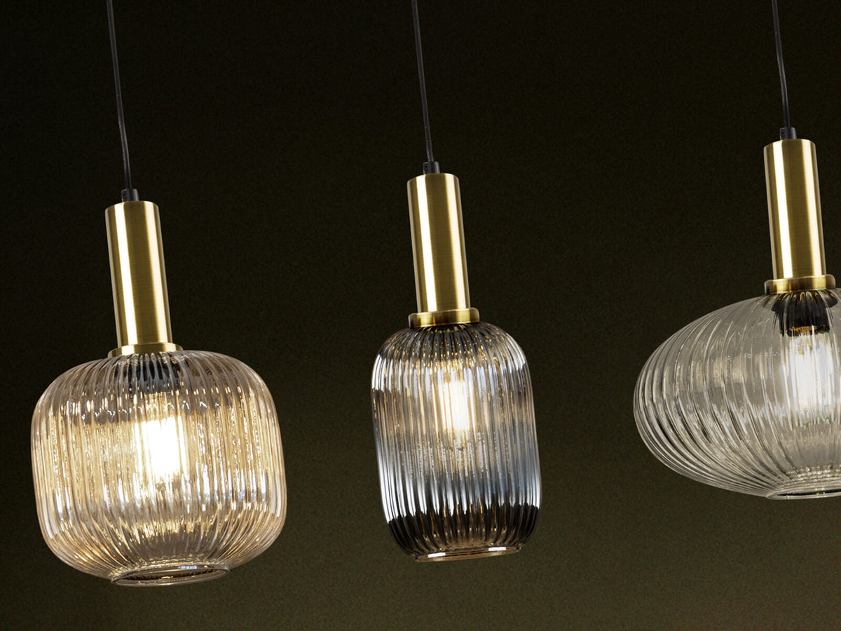 Lámpara de techo Norma lineal 5 luces negro y latón