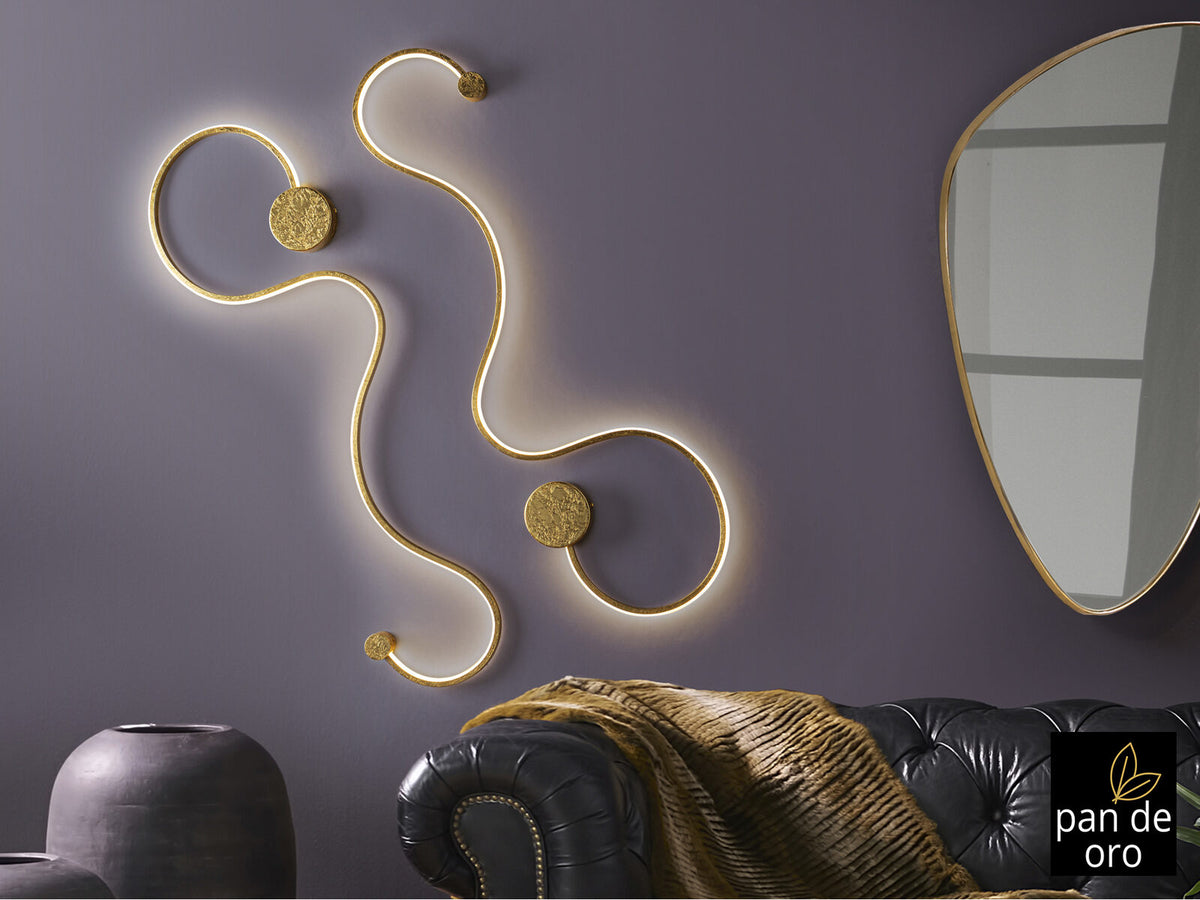 Aplique LED Grafos grande pan de oro